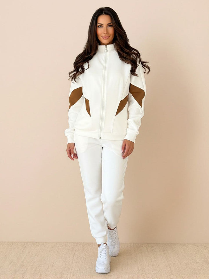 Colorblock Comfort Tracksuit white brown image 1 