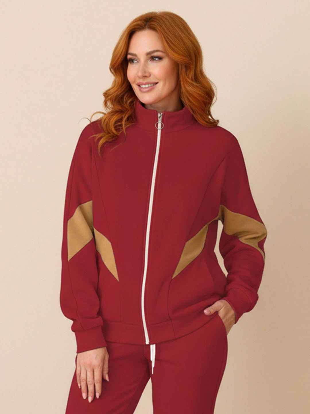 Colorblock Comfort Tracksuit red gold image 4 