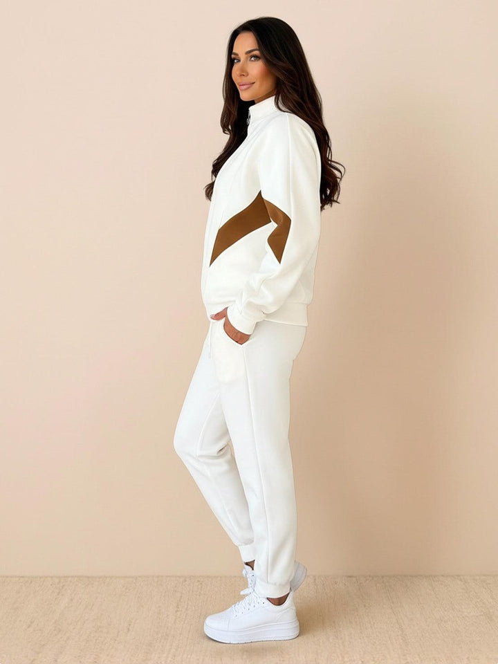 Colorblock Comfort Tracksuit white brown image 2 