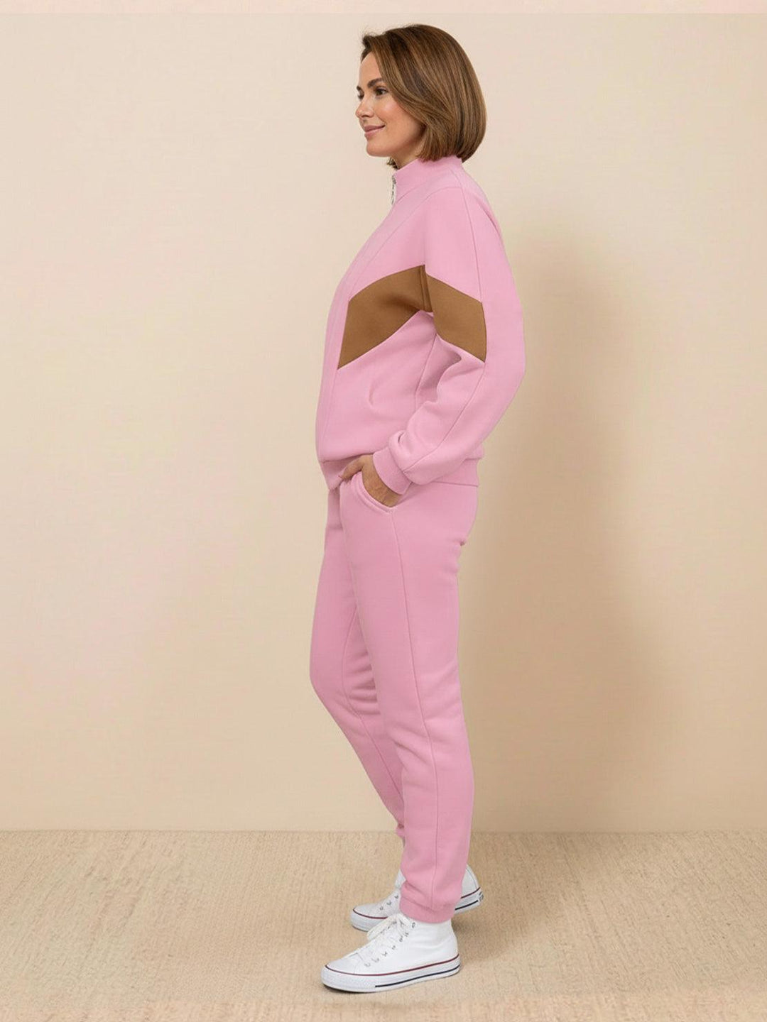 Colorblock Comfort Tracksuit pink brown image 2 