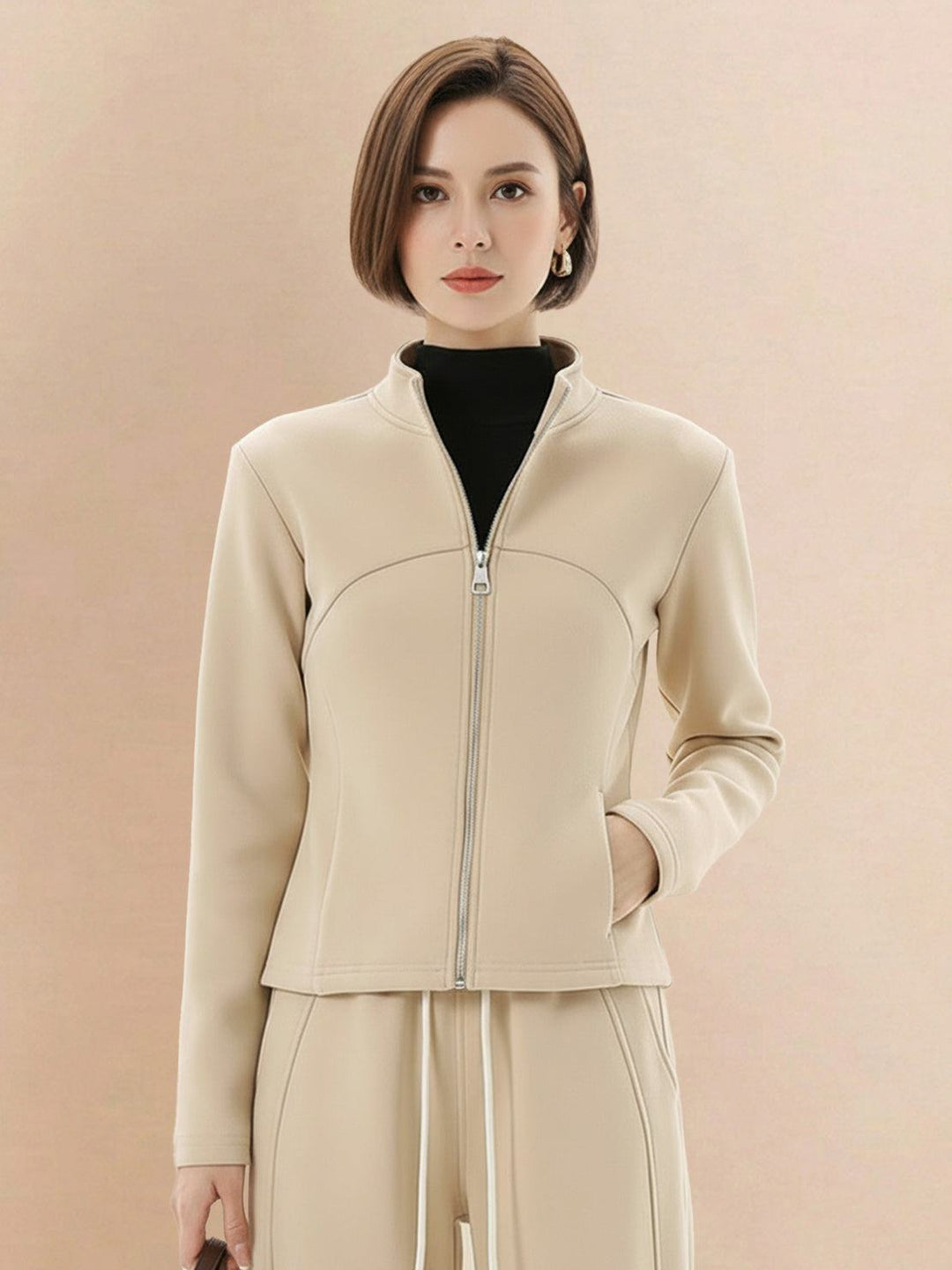 Nano-Fleece Zip Two-Piece Set beige image 4 