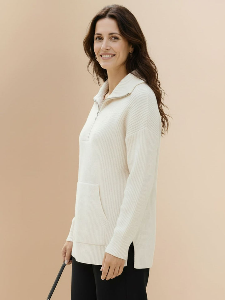 Half-Zip Waffle Pullover off-white image 2 