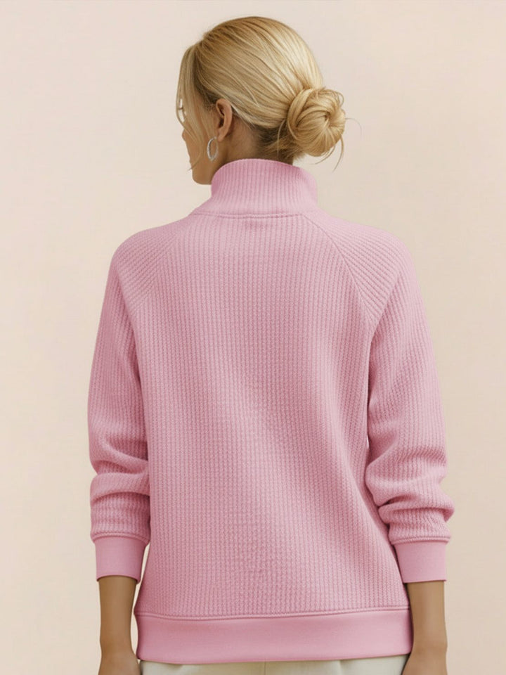 Half-Zip Waffle Pullover light pink image 3 