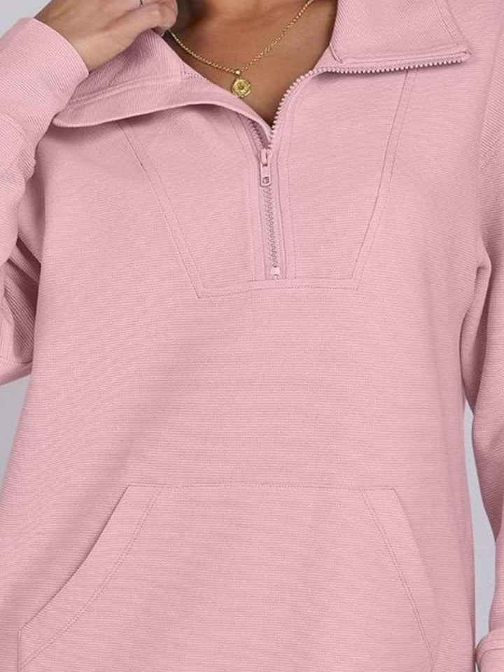 Half-Zip Waffle Pullover light pink image 5 