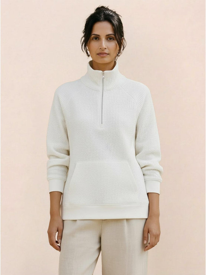 Half-Zip Waffle Pullover white image 1 