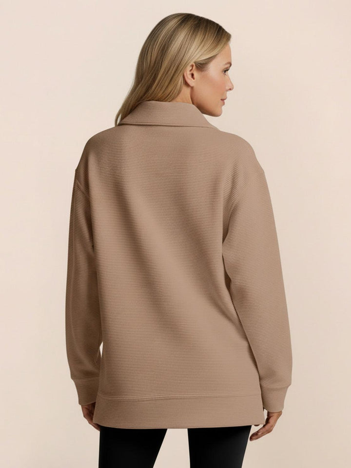 Half-Zip Waffle Pullover khaki image 3 