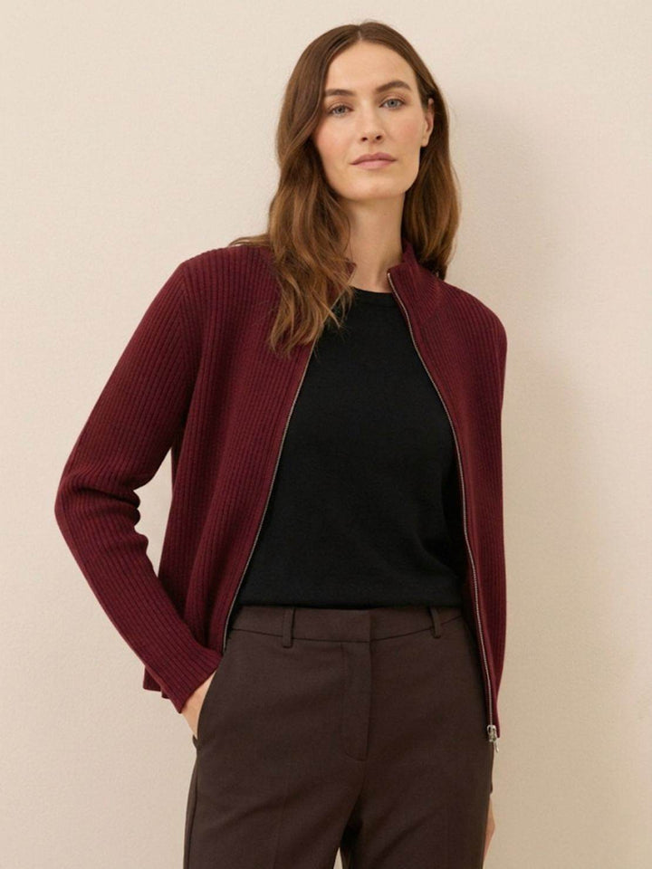 Zip-Up Knit Cardigan Jacket burgundy image 5 