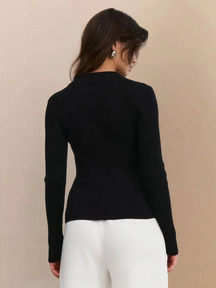 Zip-Up Knit Cardigan Jacket black image 3 