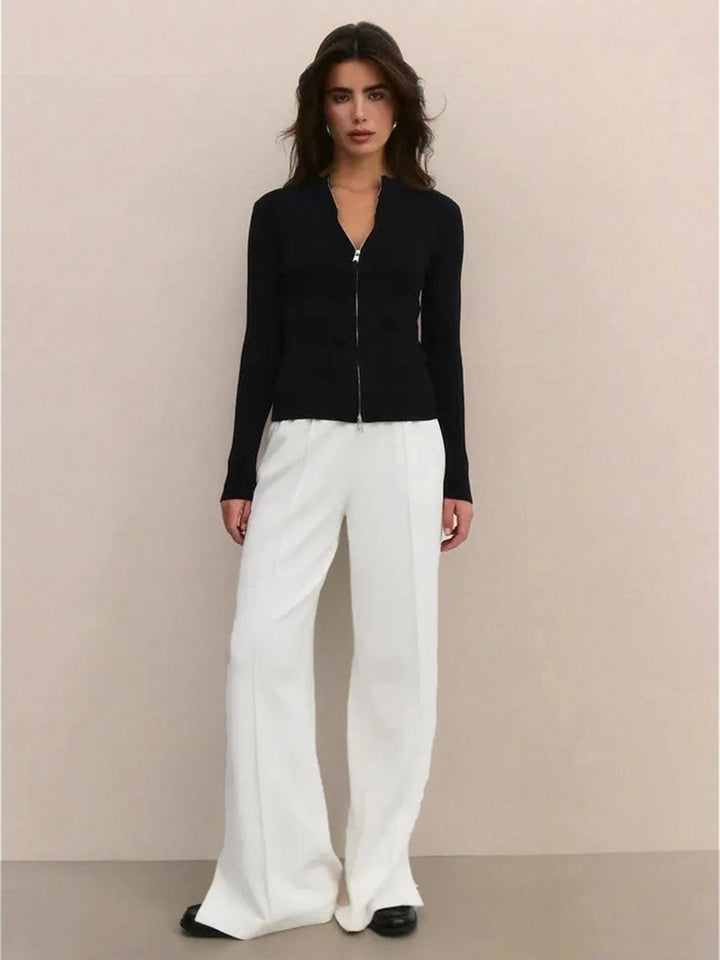 Zip-Up Knit Cardigan Jacket black image 4 
