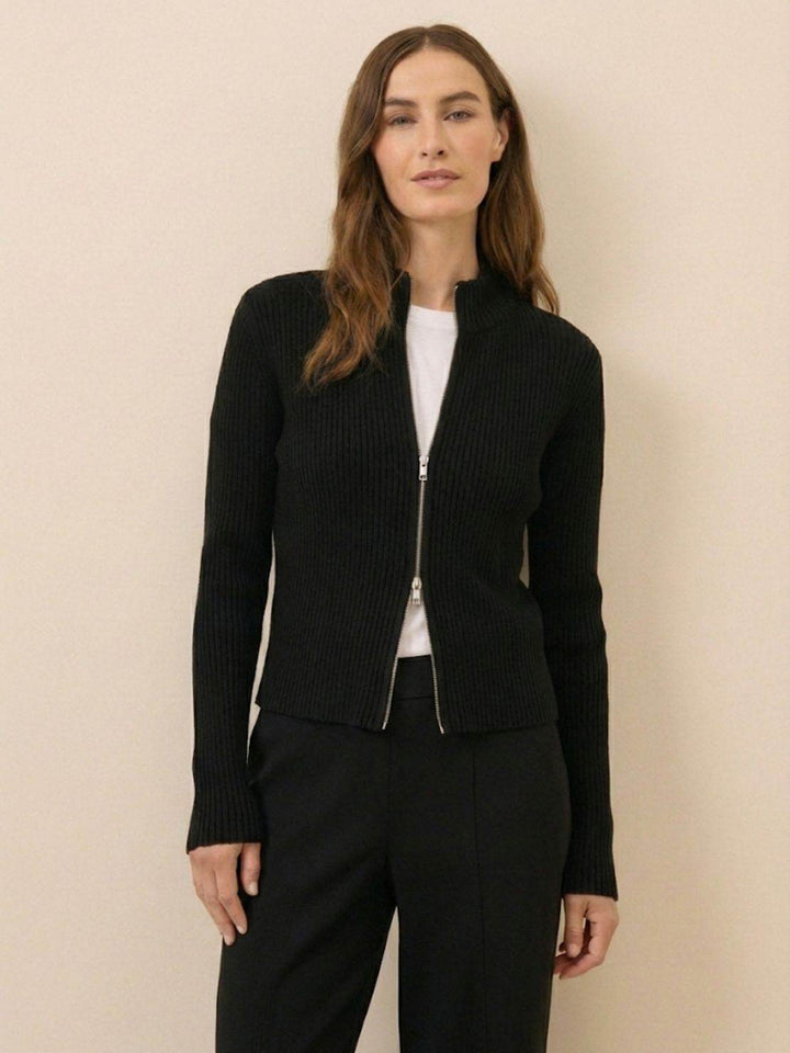 Zip-Up Knit Cardigan Jacket black image 5 