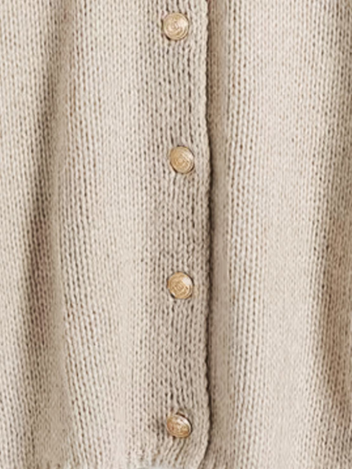 Oversized Button-Front Knit Cardigan beige image 5 