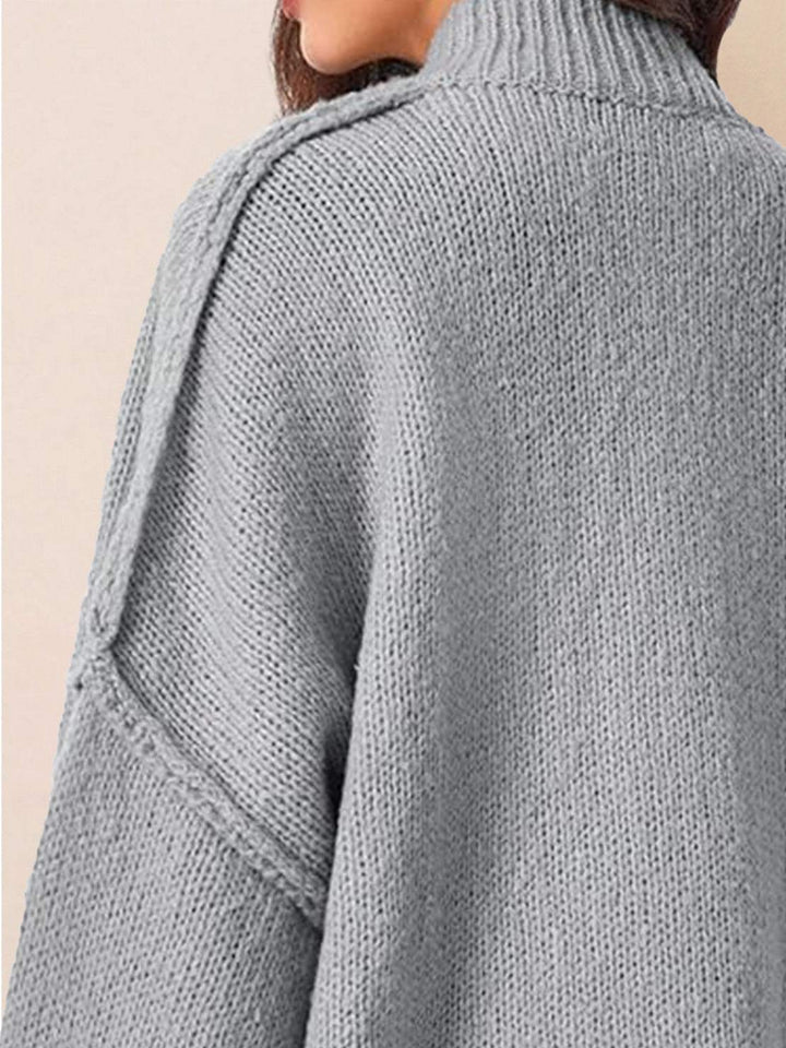 Oversized Button-Front Knit Cardigan light gray image 5 