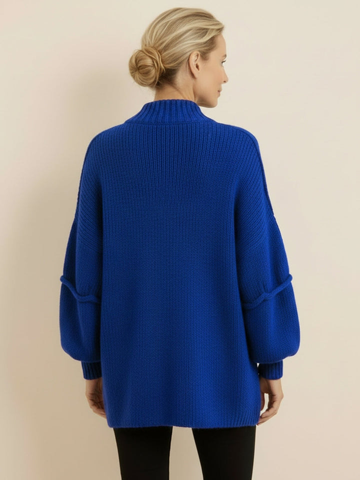 Oversized Button-Front Knit Cardigan royal blue image 3 