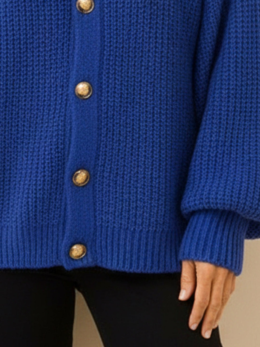 Oversized Button-Front Knit Cardigan royal blue image 5 