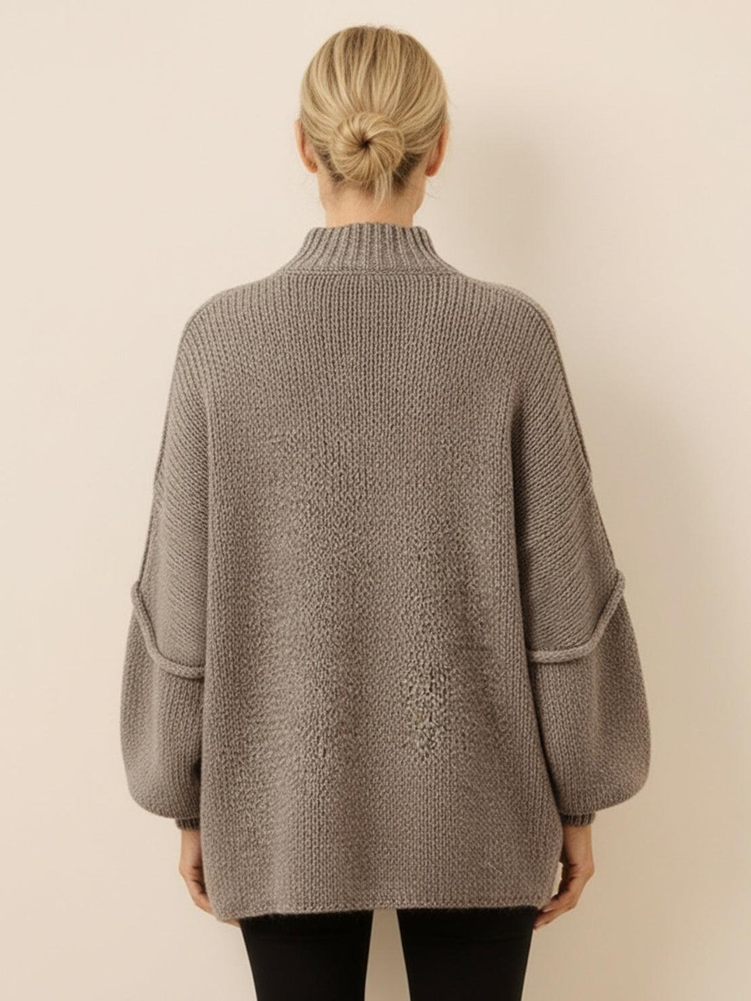 Oversized Button-Front Knit Cardigan dark khaki image 3 