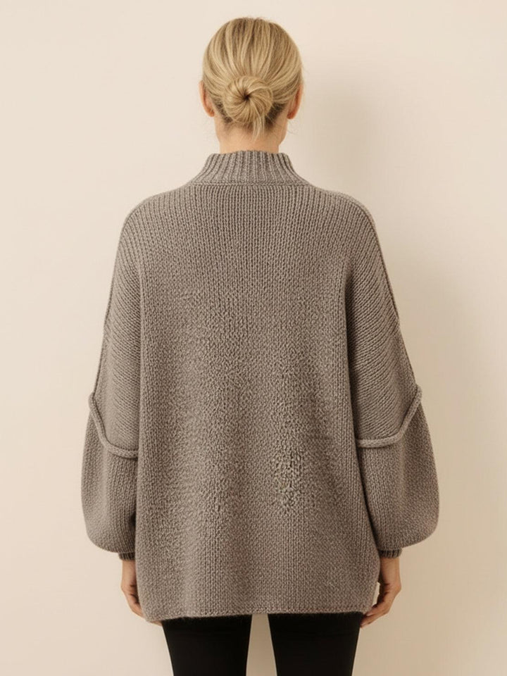 Oversized Button-Front Knit Cardigan dark khaki image 3 