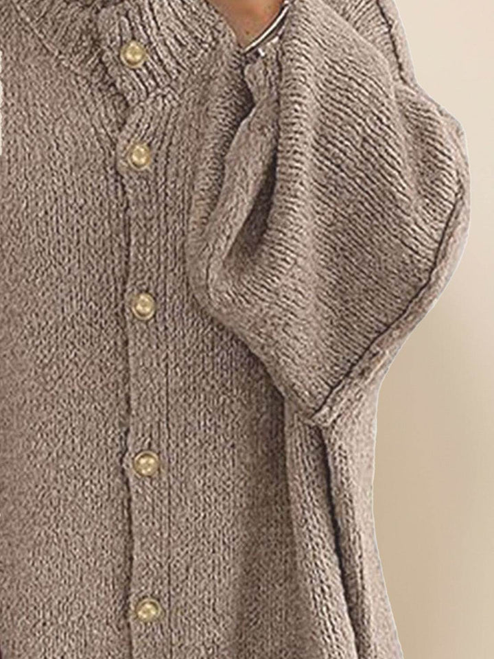Oversized Button-Front Knit Cardigan dark khaki image 5 