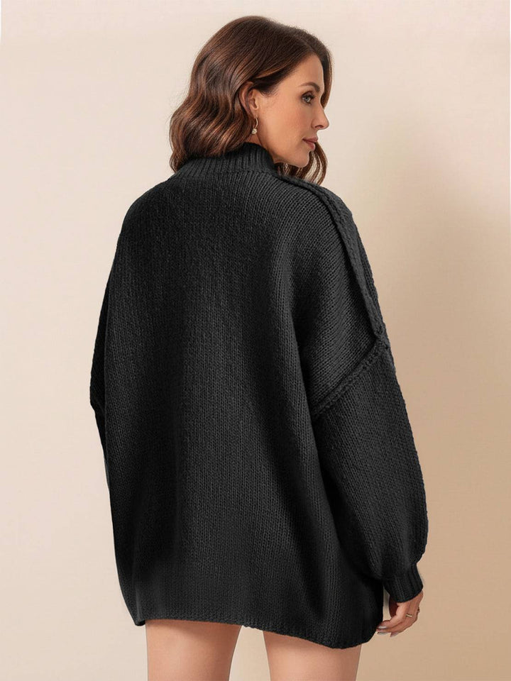 Oversized Button-Front Knit Cardigan black image 3 