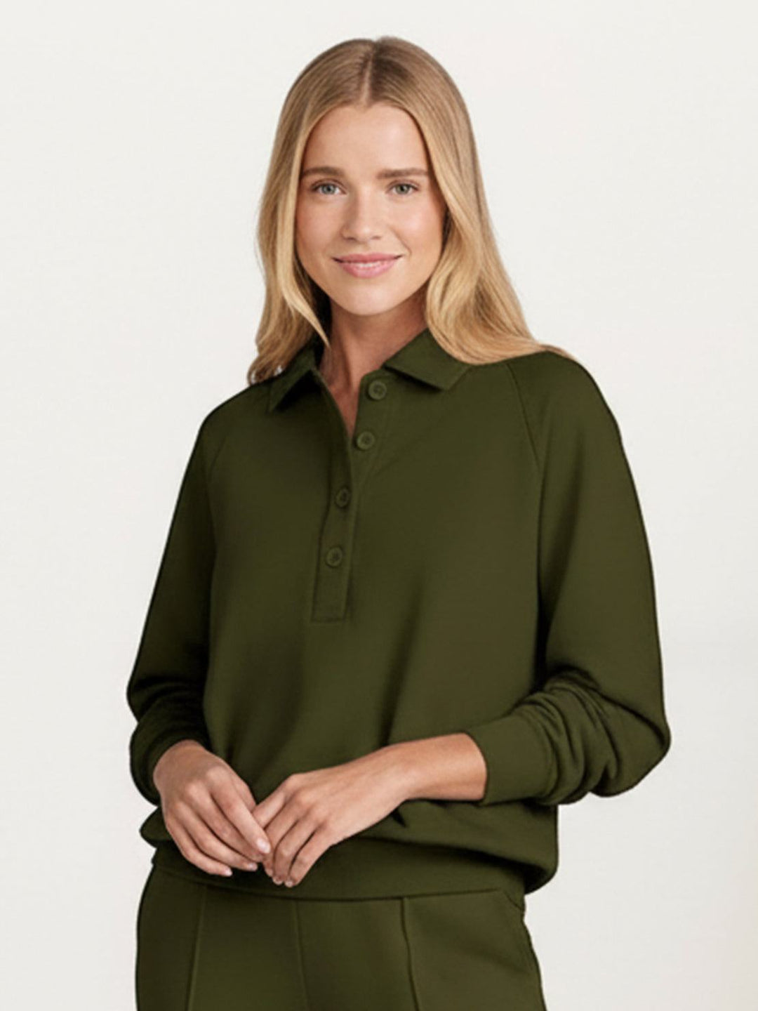 Casual Wrinkle-Free Polo Set army green image 4 