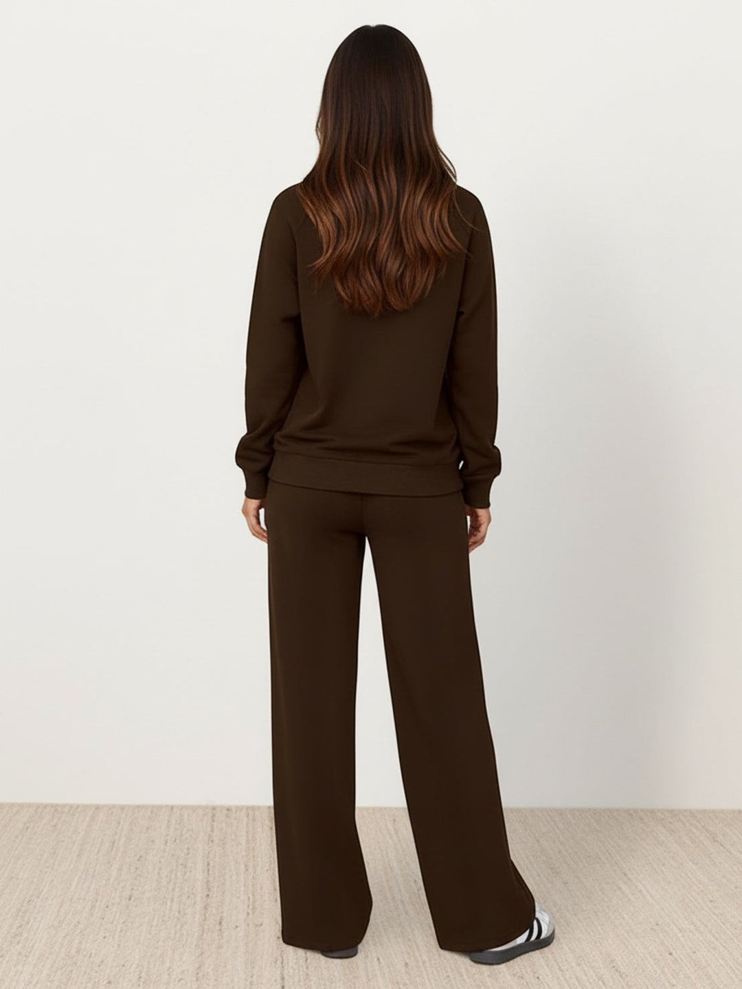 Casual Wrinkle-Free Polo Set coffee brown image 3 