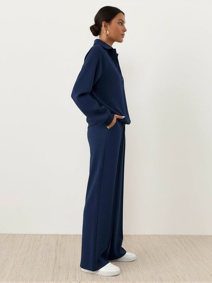 Casual Wrinkle-Free Polo Set navy blue image 2 