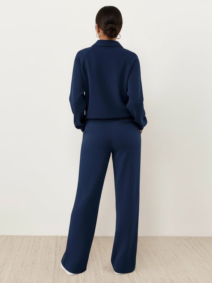 Casual Wrinkle-Free Polo Set navy blue image 3 
