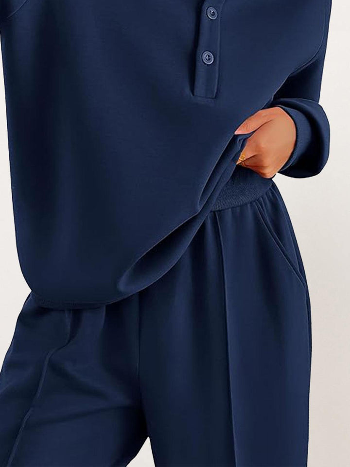 Casual Wrinkle-Free Polo Set navy blue image 6 