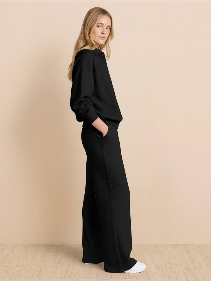 Casual Wrinkle-Free Polo Set black image 2 