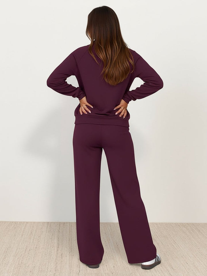 Casual Wrinkle-Free Polo Set plum image 3 