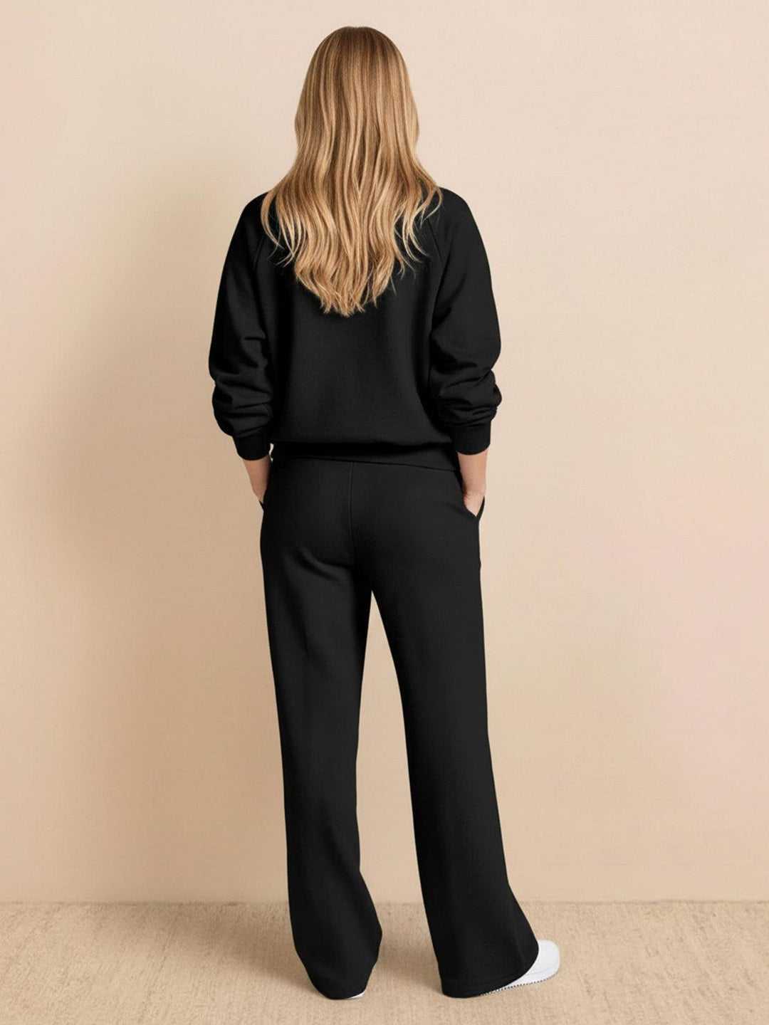 Casual Wrinkle-Free Polo Set black image 3 