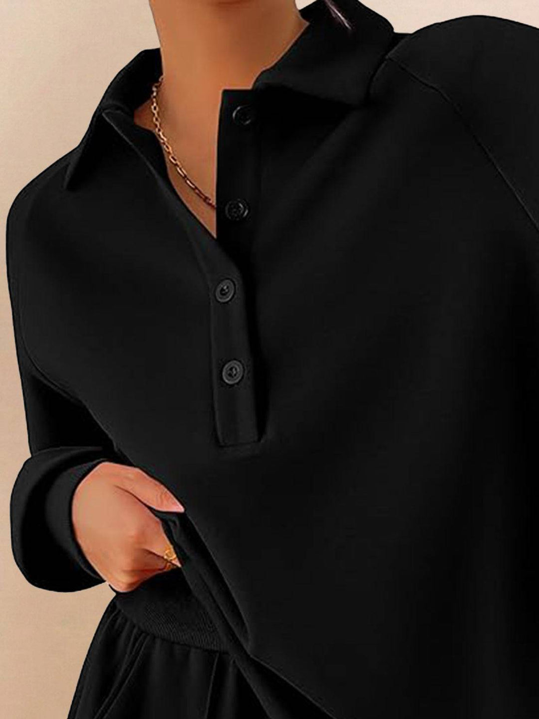 Casual Wrinkle-Free Polo Set black image 6 