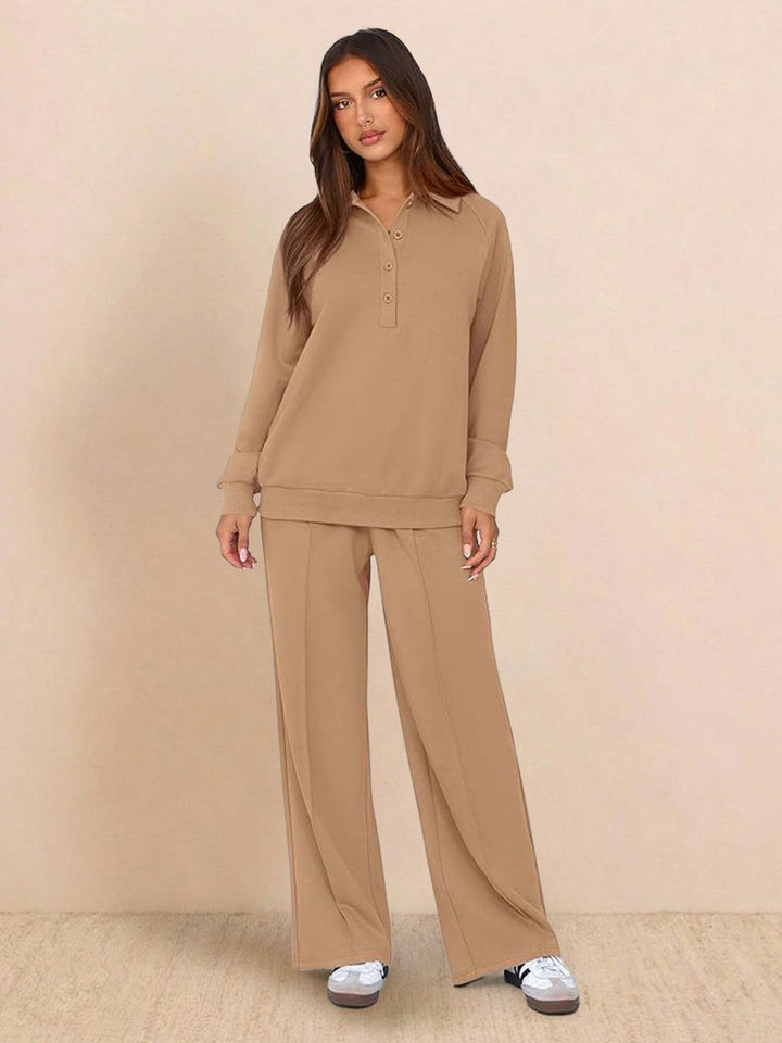 Casual Wrinkle-Free Polo Set khaki image 1 