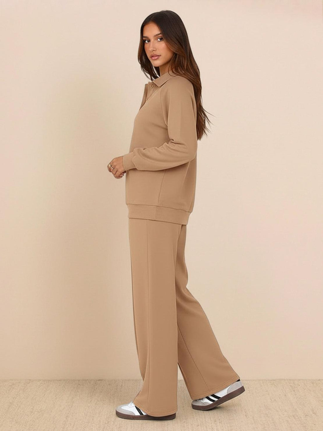 Casual Wrinkle-Free Polo Set khaki image 2 