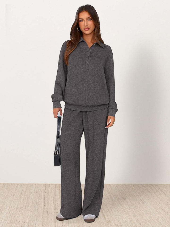 Casual Wrinkle-Free Polo Set dark gray image 1 