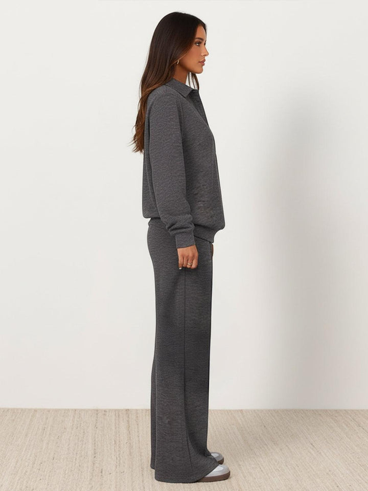 Casual Wrinkle-Free Polo Set dark gray image 2 