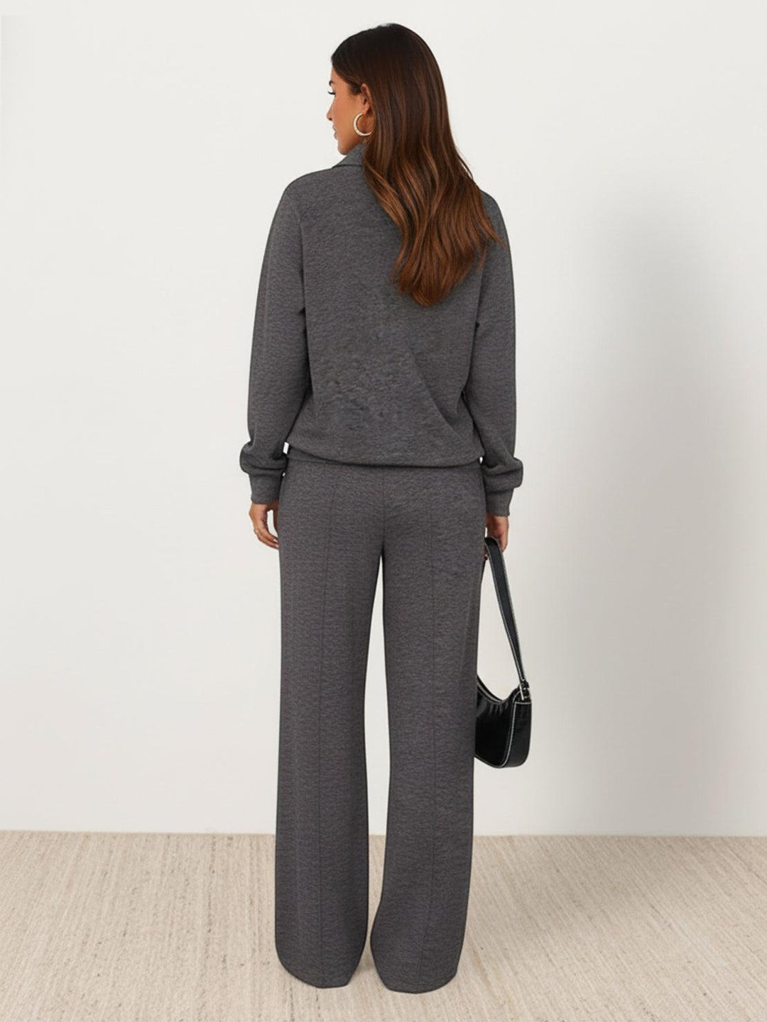 Casual Wrinkle-Free Polo Set dark gray image 3 