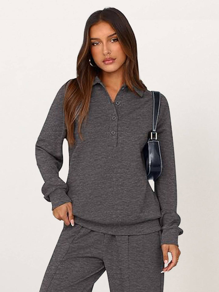 Casual Wrinkle-Free Polo Set dark gray image 4 