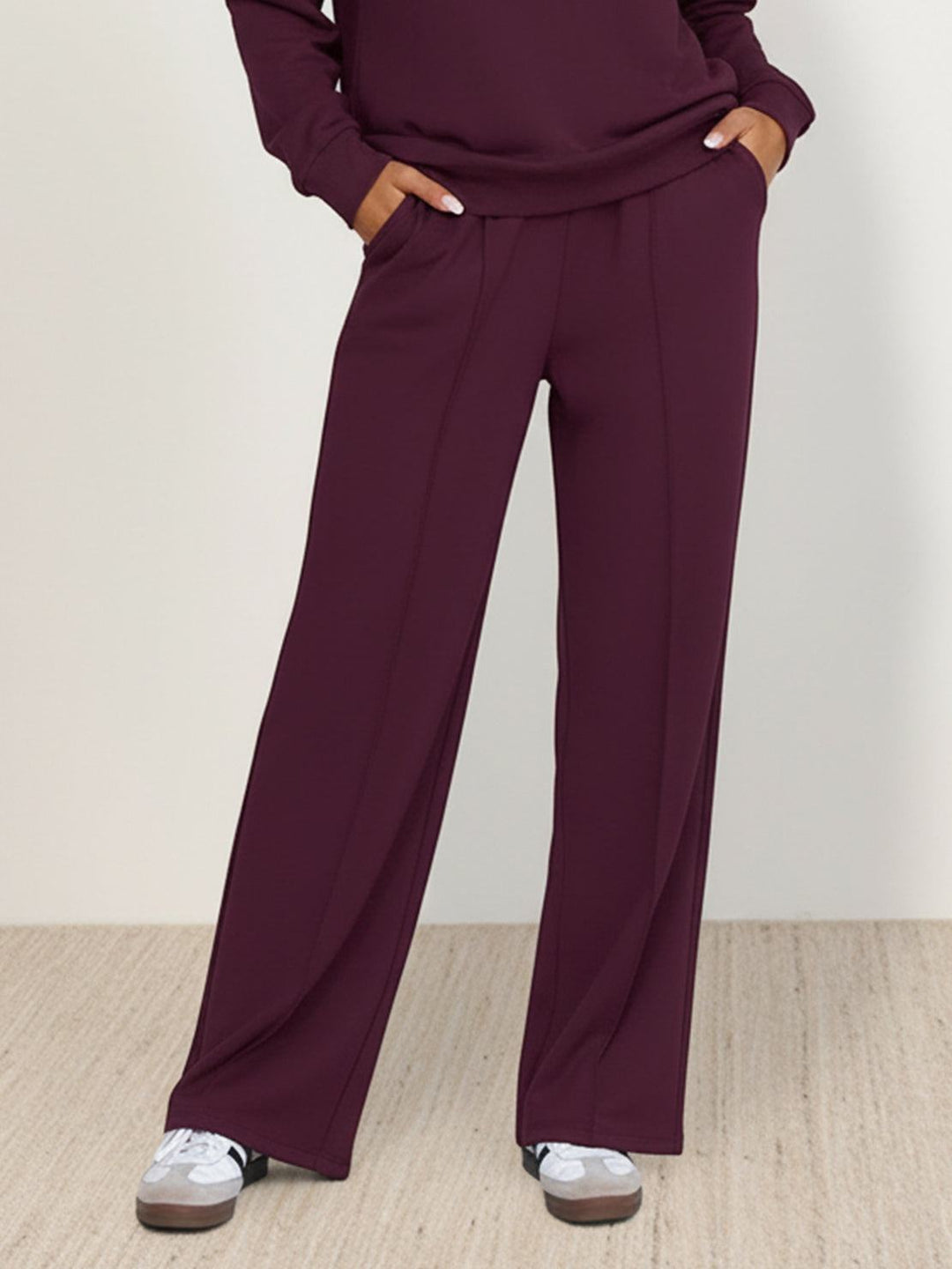 Casual Wrinkle-Free Polo Set plum image 5 