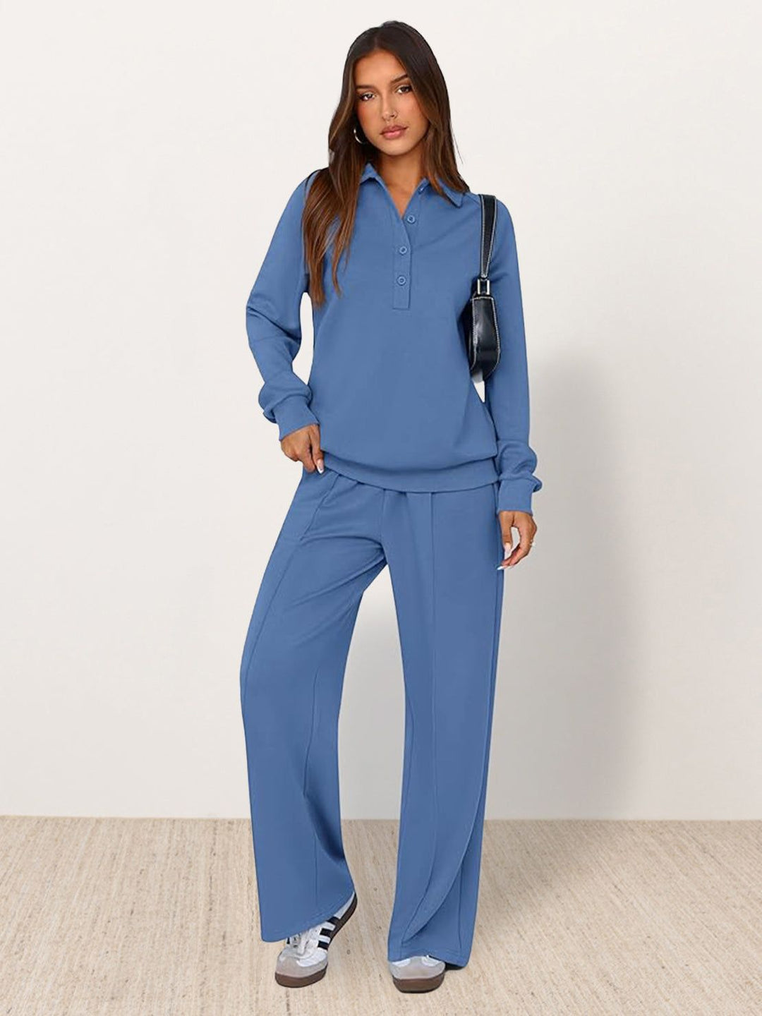 Casual Wrinkle-Free Polo Set powder blue image 1 