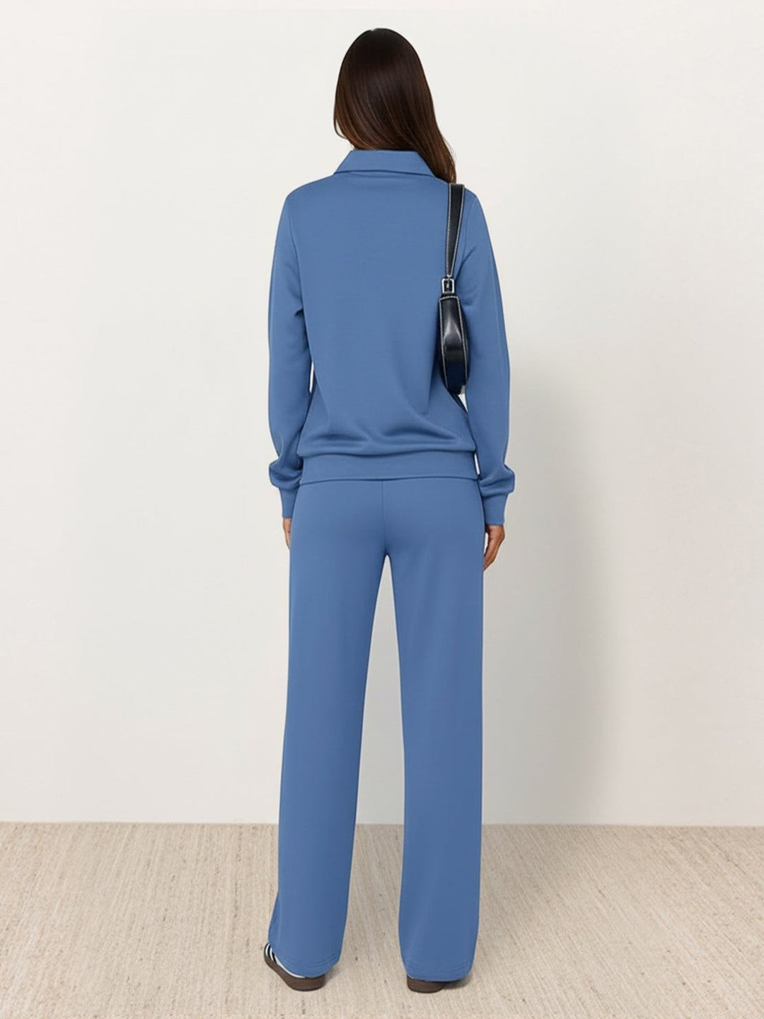 Casual Wrinkle-Free Polo Set powder blue image 3 