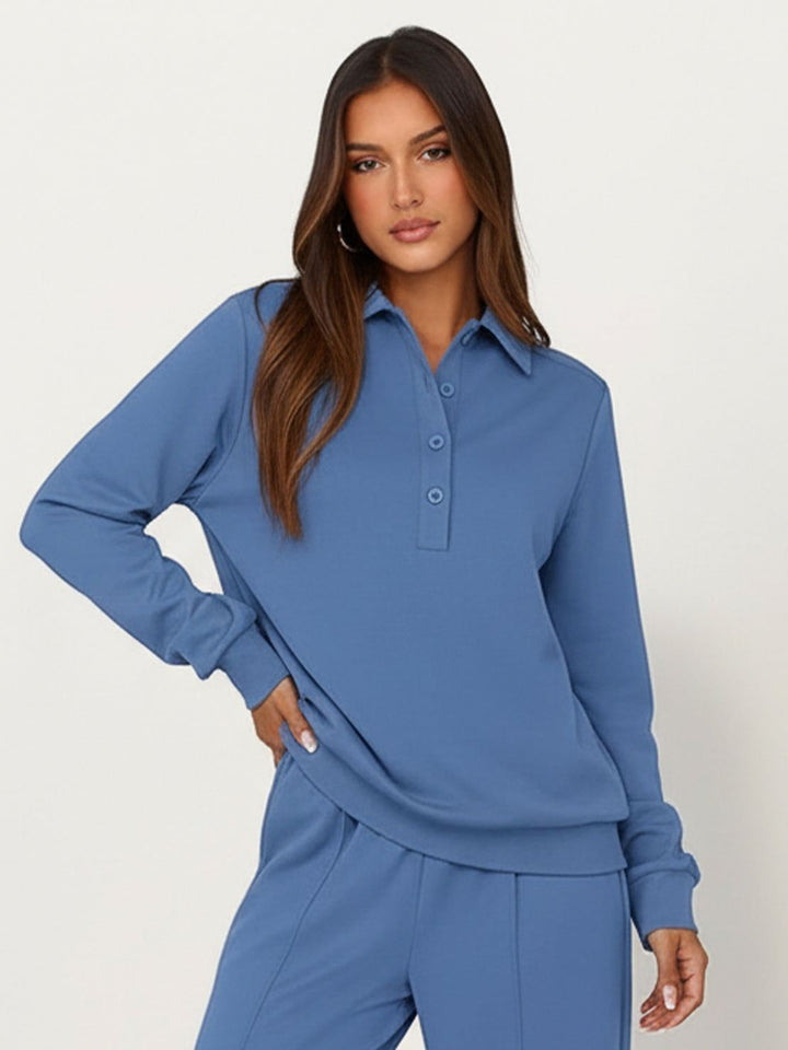 Casual Wrinkle-Free Polo Set powder blue image 4 