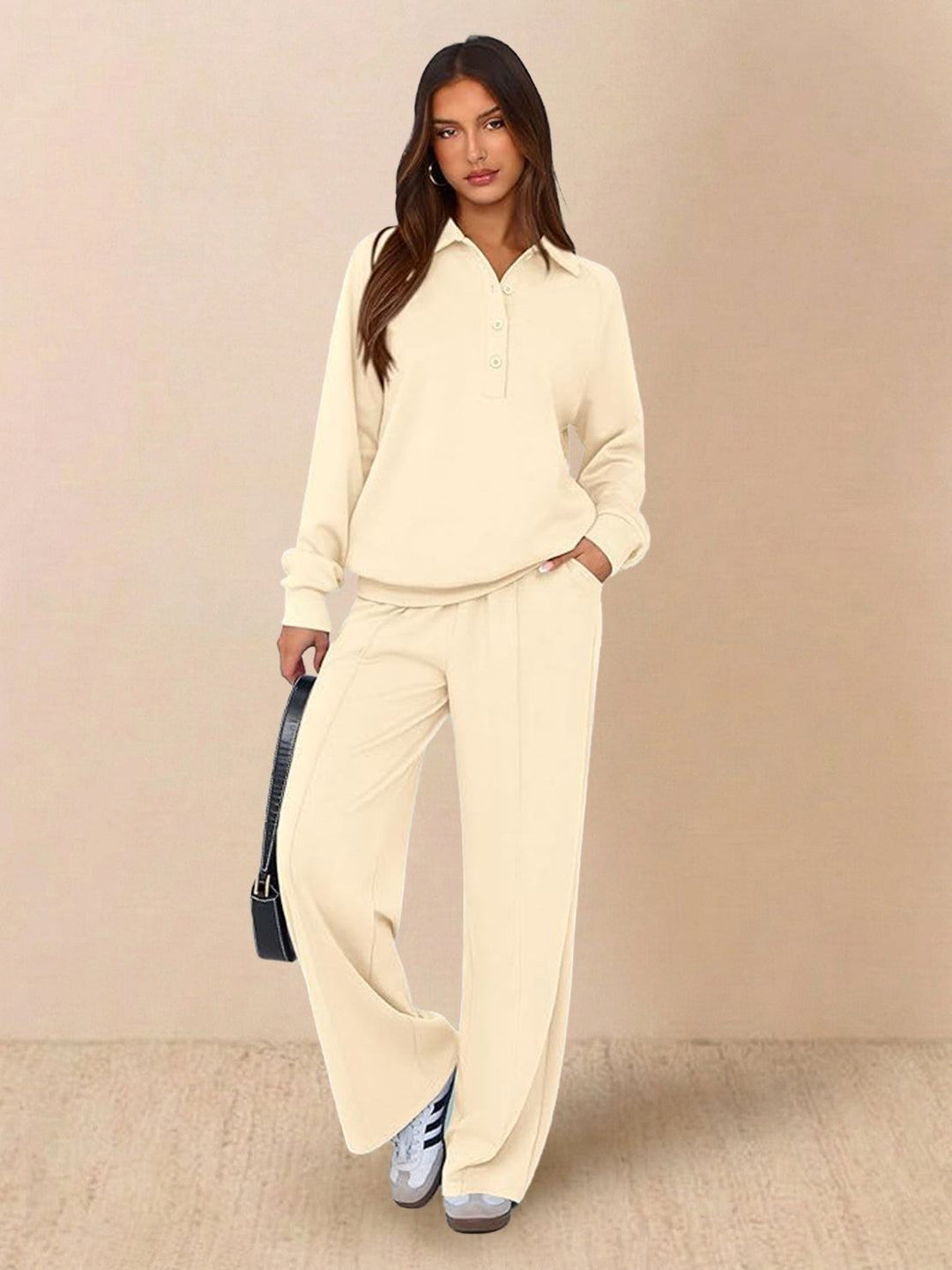 Casual Wrinkle-Free Polo Set beige image 1 