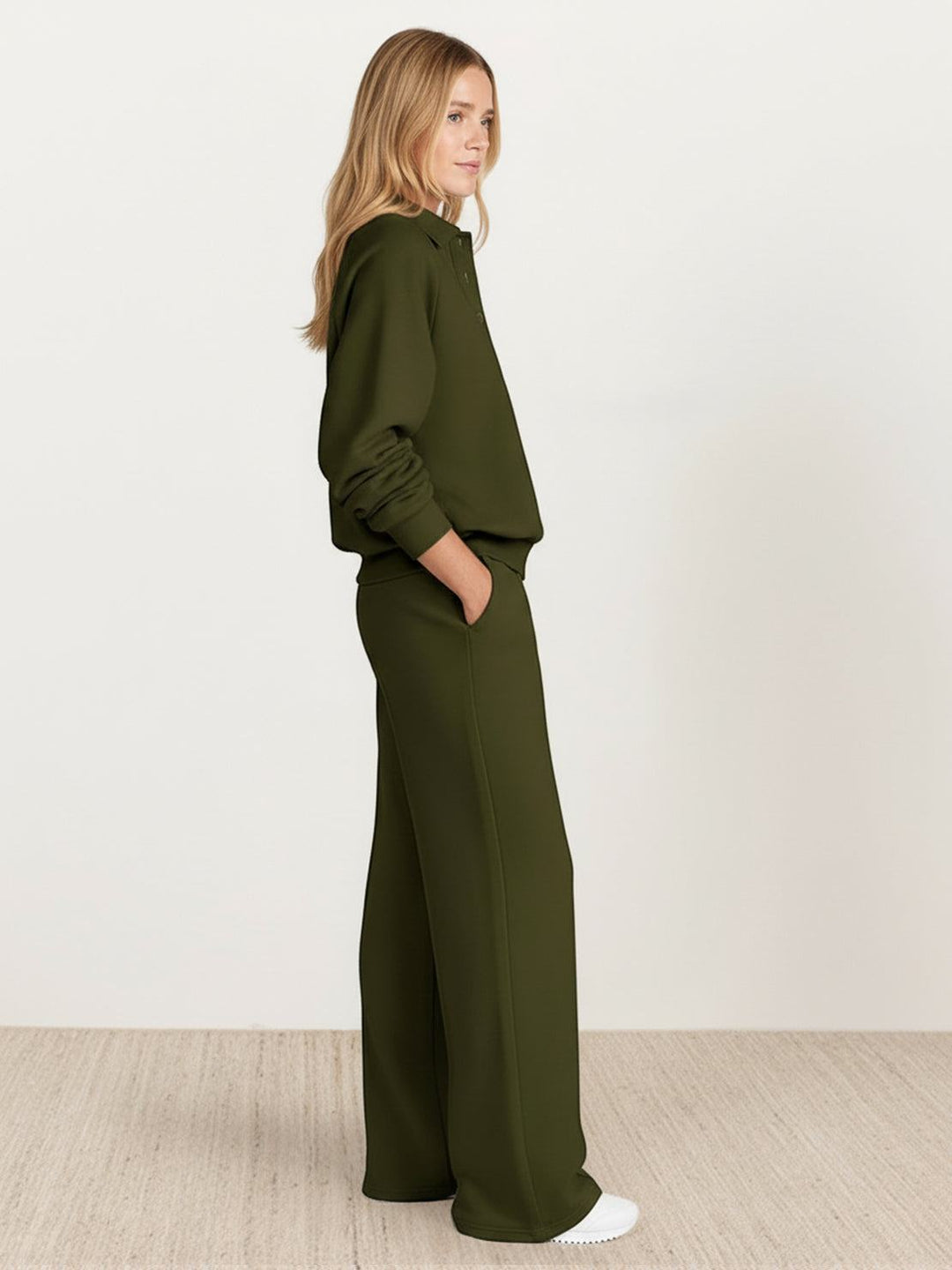 Casual Wrinkle-Free Polo Set army green image 2 
