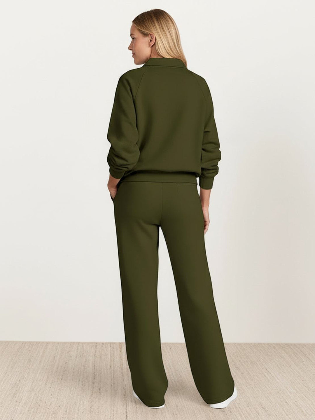 Casual Wrinkle-Free Polo Set army green image 3 