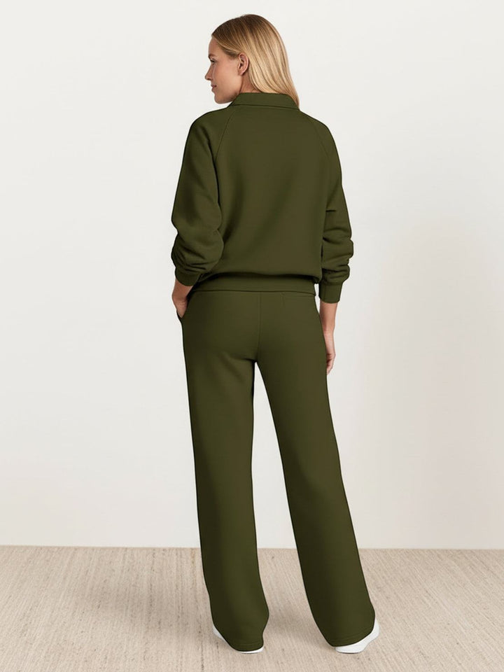 Casual Wrinkle-Free Polo Set army green image 3 