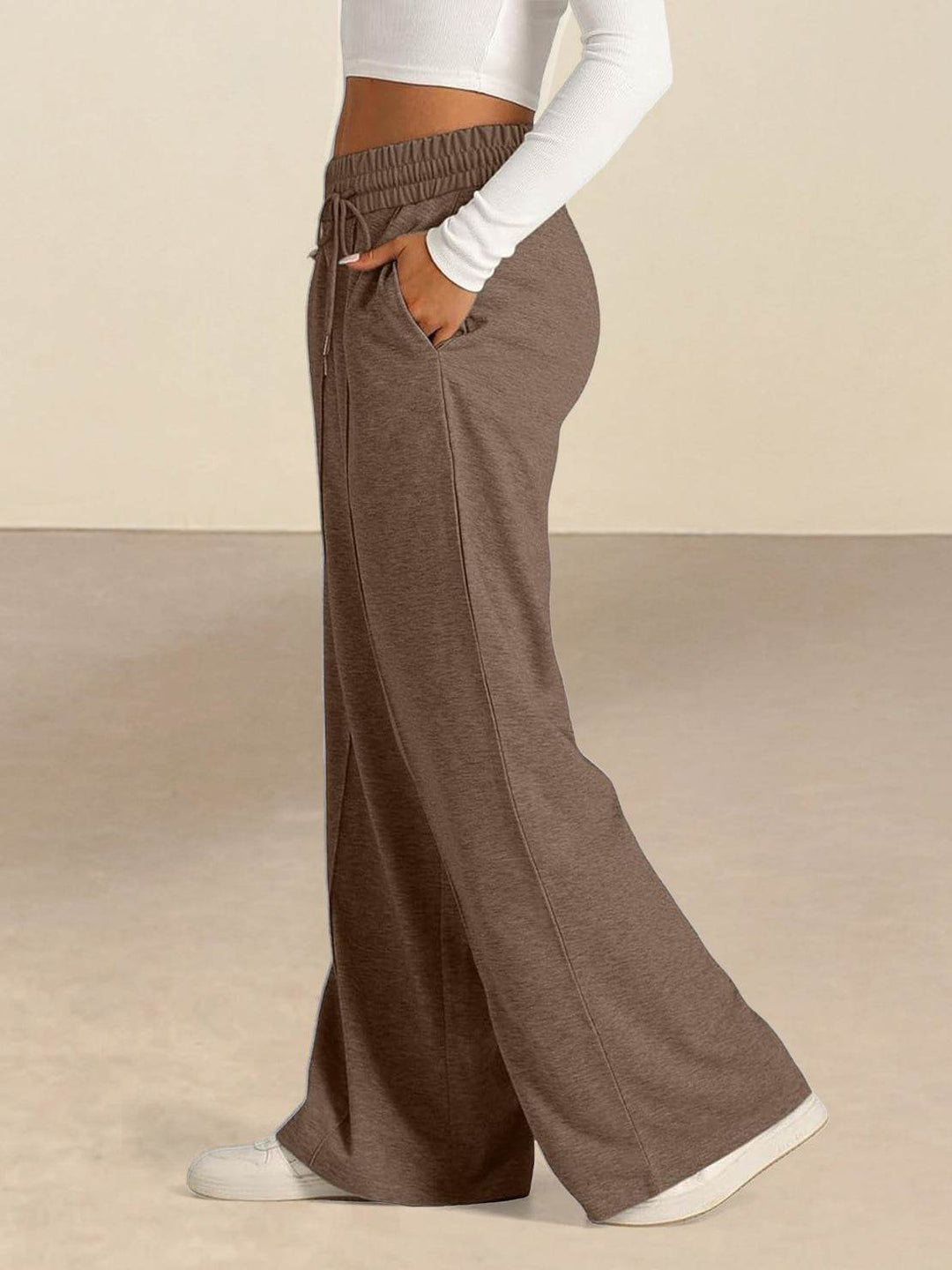 Soft Knit Wide-Leg Pants brown image 2 