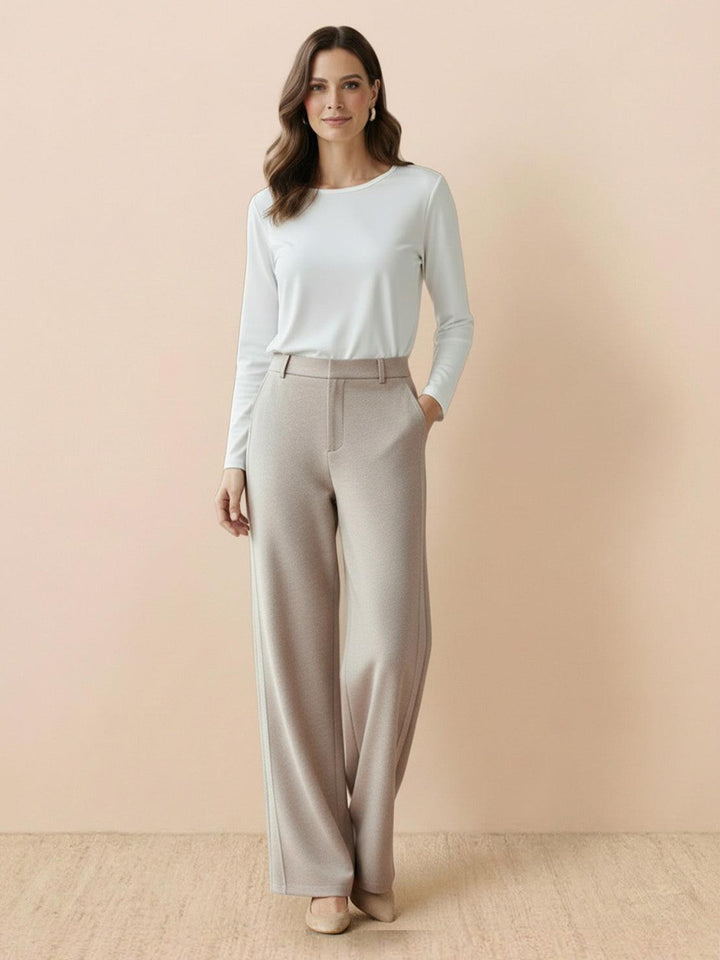 Thermal Wool Blend Trousers oatmeal image 1 