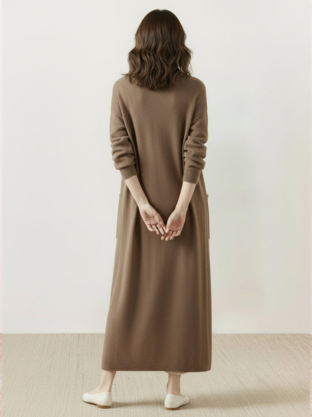 100% Australian Merino Wool Long Cardigan brown image 3 