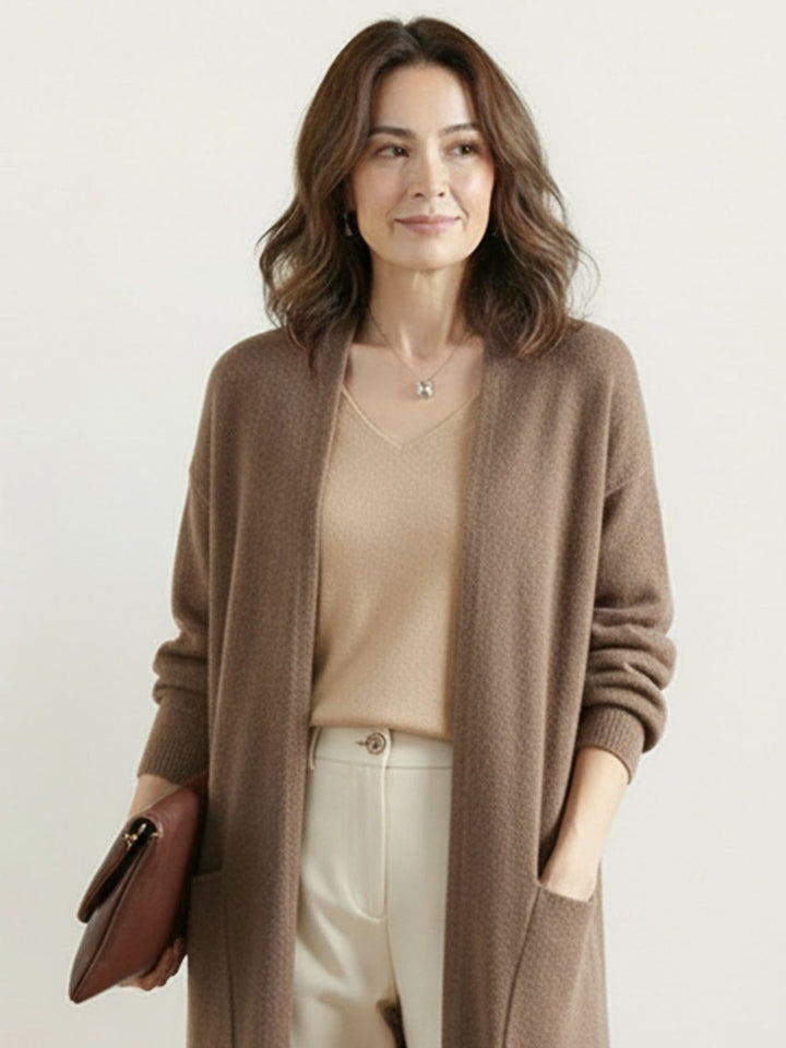100% Australian Merino Wool Long Cardigan brown image 4 