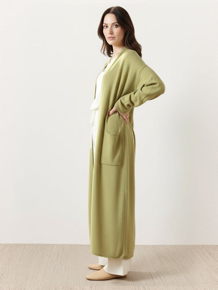 100% Australian Merino Wool Long Cardigan olive green image 2 